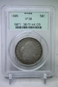 1806 Draped Bust Silver Half Dollar 50C PCGS VG30 OGH #4129 - Picture 1 of 4