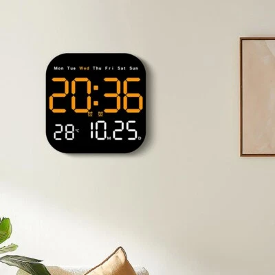 LED Large Digital Wall Clock Adjustable Brightness Temperature Date Week Display - Image 1 of 4