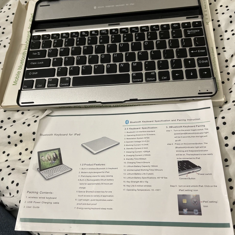 "Funda ultra delgada con teclado Bluetooth móvil para Apple iPad de 9,7"" - Gris" Foto 1 de 4