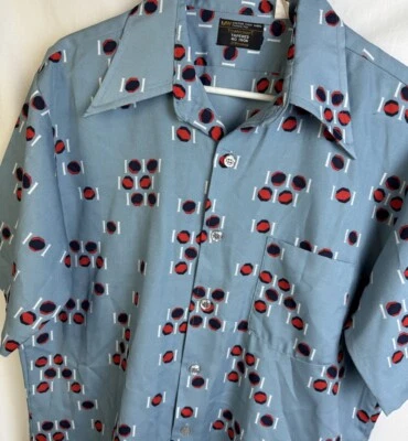 Vintage Towncraft Shirt JC Penney Button Collar Polyester Disco Large 70s 80s - Image 1 of 4