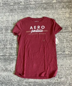Women’s Areopostale T Shirt Size M Red And White Classic Crew Q6 - Picture 1 of 7