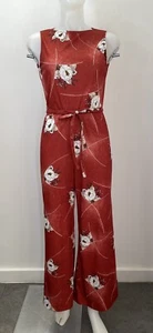 70s Disco Jumpsuit SET Flare Pants Sleeveless Top / Jacket Wide Collar SZ S - Picture 1 of 14