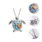 Birthstone Sea Turtle Pendant Necklace - Sparkling Rhinestone Clavicle Jewelry