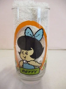 Vaso de vidrio para niños Betty-The Picapiedra-6" de alto-1986-cabaña de pizza-como se muestra - Imagen 1 de 5