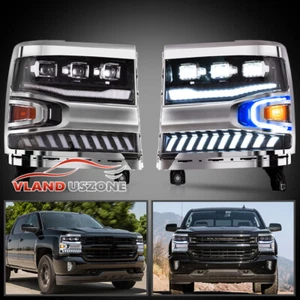 VLAND LED Headlights for Chevrolet Silverado 1500 2016-2018 Sequential Turn sig - Picture 1 of 19