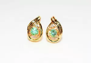 Natürliche Paraiba Turmalin & Diamantohrringe 14K massivgold 0,52tcw Nachlass selten - Bild 1 von 10