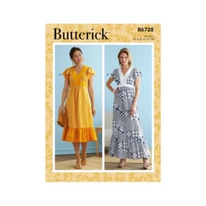 Butterick Sewing Pattern B6728 Misses’ V-neck Empire Waist Dress Flutter Sleeve - Picture 1 of 2