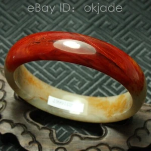 60mm Certified Red White Xiu Jade Bangle Bracelets Natural Xiu Jade Bangle 623 - Picture 1 of 10