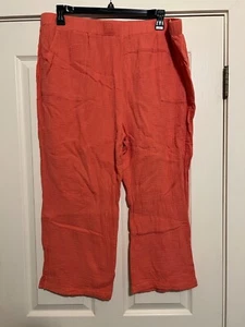 Denim & Co. Beach Women's Knit Gauze Ankle Pant Coral 1X - Picture 1 of 3