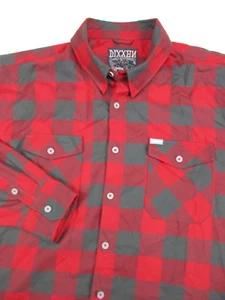Herren 4X Dixxon Flannel Co LS rot grau kariert Flanellhemd - Bild 1 von 7