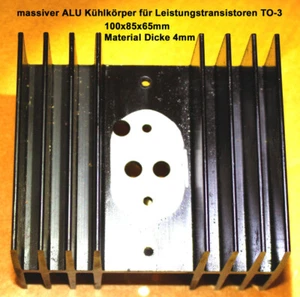 ALU Kühlkörper Aluminium Leistungstransistoren Zubeh TO-3  100x85x65mm Dicke 4mm - Bild 1 von 4
