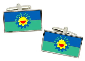 Buenos Aires Province, Argentina Flag Cufflinks in Chrome Gift Box - Picture 1 of 5