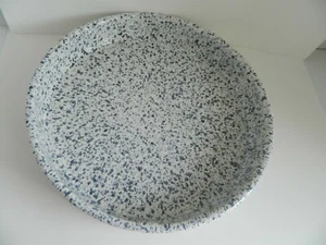 large Ceramic Fluted Outside Quiche Dish Baking Pan Spatterware Blue 11" - Picture 1 of 4