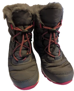 Sorel Youth Girls Pink Grey Whitney Nylon Snow Boots Size US 5 Faux Fur Lined - Picture 1 of 11