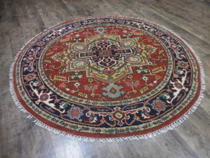 Anatolian Rug,Oushak Turkish Ushak Rug,Geometric VillageMade Round Rug 6x6 Ft - Picture 1 of 18