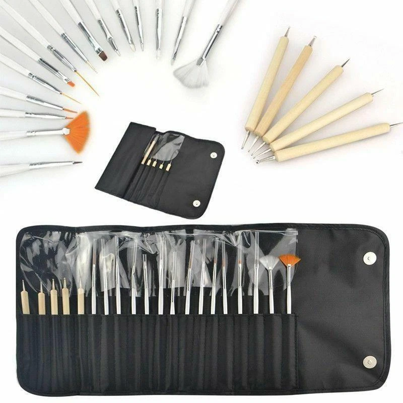 20pcs Nail Art Design Brushes Set Painting Dotting Pen Detailing Bundle Tool Kit - Image 1 of 4
