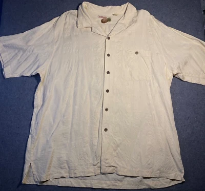 CARIBBEAN mens SILK Shirt XL YELLOW PINEAPPLE Lightweight OUTDOOR COMFORT - Image 1 of 4