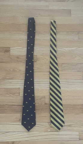2 Vintage NCAA UNIVERSITY OF MICHIGAN WOLVERINES FOOTBALL NECK TIE Alumni Lot Cover