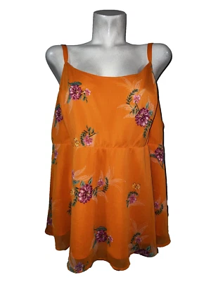 TORRID Top Women's Size 3X (3) Orange Floral Chiffon Cami Tank Party Date Nite - Image 1 of 4