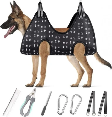Pet Grooming Hammock, Dog Restraint Harness with Nail Clippers/Trimmer/Nail F... - Image 1 of 4