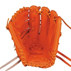 Wilson Staff DUAL TEDDY BEAR LOGO Pitcher Baseball Glove RH Hard type Orange - Picture 1 of 2