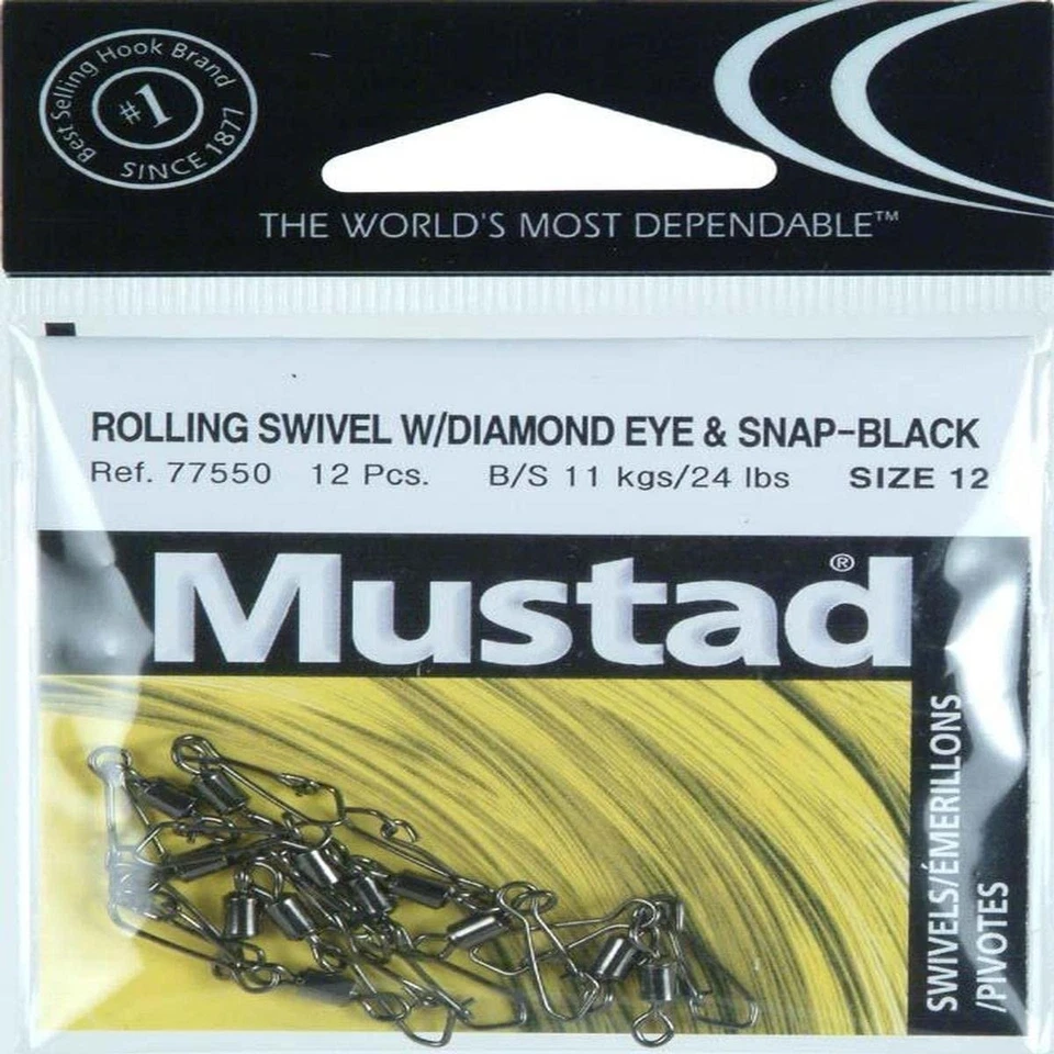 Mustad Rodante Giratorio con Diamante Ojo y Broche Negro Foto 1 de 1