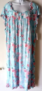Eileen West Cap Sleeve Aqua Dream Modal/Spandex Jersey Knit Waltz Nightgown 3X - Picture 1 of 6