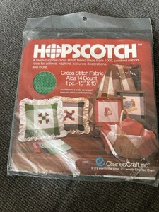 Hopscotch Cross Stitch Fabric Aida 14 Count 1pc. 15" x 15" Green/White Check - Picture 1 of 2