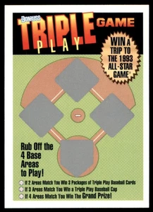 1992 Donruss Triple Play #NNO Scratch-Off Triple Play Game - Picture 1 of 2