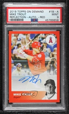 2019 Topps On Demand Reflection Red Auto /5 Mike Trout #1B-A PSA 9 MINT Auto - Image 1 of 2