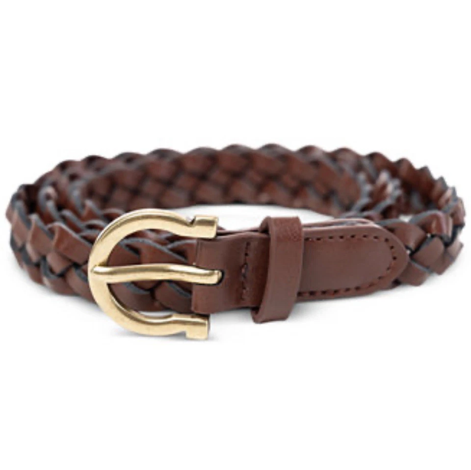 Cinto de couro sintético marrom trançado feminino Style & Co tamanho G - Imagem 1 de 1