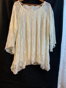 Brittany Black Women Lace Blouse -Size 3X - Ivory - NWT SM100 - Picture 1 of 9