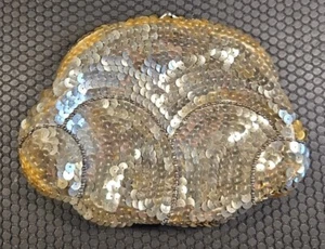 Vintage Sequined Clutch Handbag Handmade In Belgium Snap Closure Purse Co8n - Picture 1 of 20