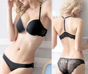 Womens Super Push Up Bra 32 34 36 38 Add 2 Cup Front Closure Bra and Panties set - Picture 1 of 35