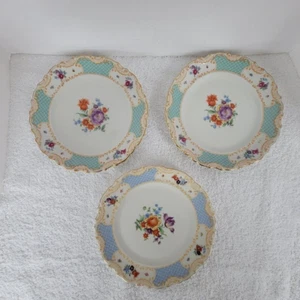 VINTAGE SCHUMANN BAVARIA - US ZONE 8 INCH PLATES DRESDEN FLOWERS (LOT OF 3) - Picture 1 of 13