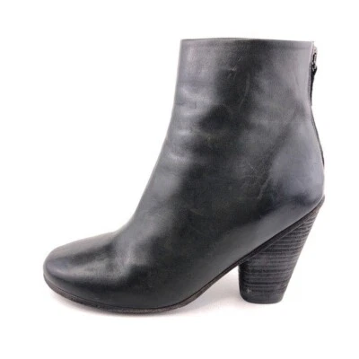 Botas de tornozelo Marsell couro preto EUR 40 femininas tamanho 10 zíper salto alto Itália - Imagem 1 de 4