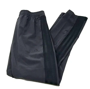 New Adidas Boys M Trio Woven pants tapered leg Black Tone on Tone Stripe soccer - Picture 1 of 5