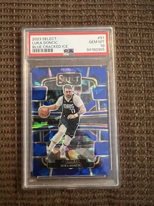 2023-24 Select Prizms Blue Cracked Ice #51 Luka Doncic Mavericks PSA 10 - Picture 1 of 2