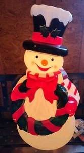 Holiday Time Blow Mold 32" Snowman with Wreath Christmas Yard Decor Double Light - Picture 1 of 15