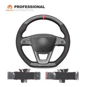 PU Carbon Fiber Suede Steering Wheel Cover for Seat Leon Ibiza (FR|CUPRA) Arona - Bild 1 von 9