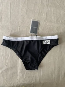 Emporio Armani men’s swim brief Beachwear Black White Logo 46 US XS SEXY - Picture 1 of 4