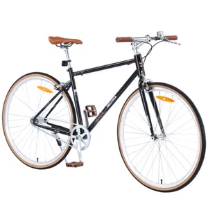 700C Road Bike Single Speed Steel Frame for Men Women's City Bicycle-Black - Picture 1 of 5