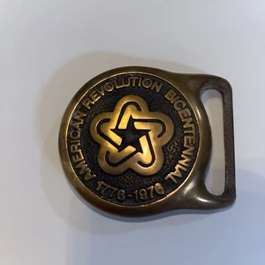 American Revolution Bicentennial Belt Buckle Vintage 1776-1976 Brass Round HTF - Picture 1 of 5