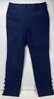 Chicos Blue Brigitte Pull On Stretch Ankle Pants Button Hems Womens 0R Us 4R
