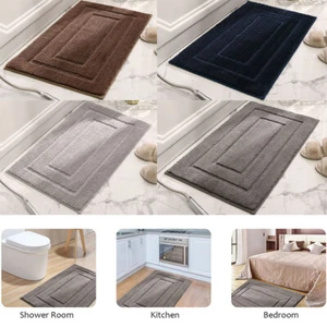 Absorbent Non-Slip Bath Mat Bathroom Kitchen Shower Shaggy Soft Floor Rug Carpet - Picture 1 of 37