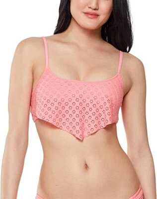 Jessica Simpson Rosa Ojales Bandana Frontal Bikini Top Traje de Baño Separado Pequeño Foto 1 de 2