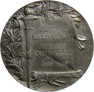 50th Anniversary Bronx Coin Club Medal Lead Die Trial Strike (03815) - Picture 1 of 2