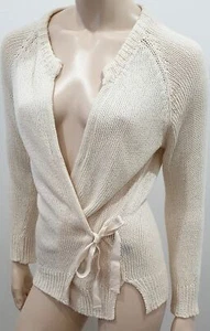Top cardigan ISABEL MARANT ETOILE panna cotone girocollo cravatta vita 3 UK14 - Foto 1 di 7