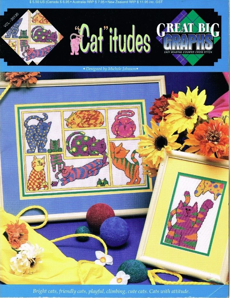 Cats Cross Stitch Chart Pattern Leaflet Cat itudes True Colors Color  Great Big - Image 1 of 1