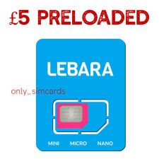 Lebara SIM Card Loaded With £5 Five Pounds Credit Free Postage UK